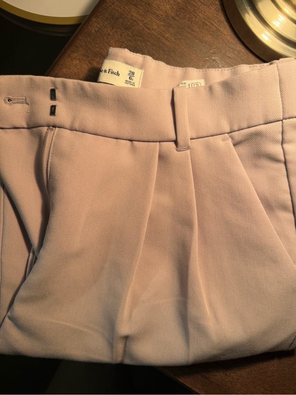 Abercrombie & Fitch Sloan Pants Pleated Trousers in Tan Womens 6short
